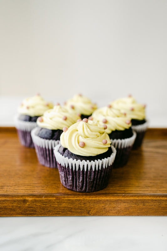 Ube Cupcakes with Pistachio Cream Cheese Frosting