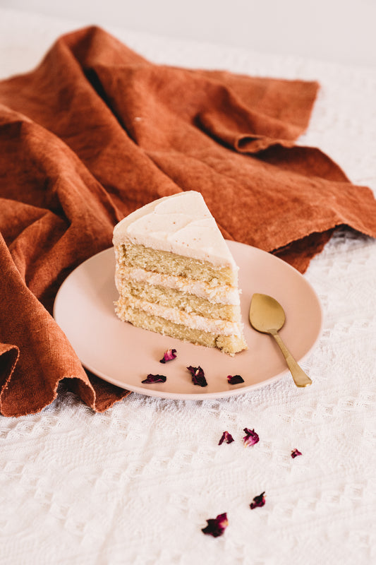 Vanilla Layer Cake with Strawberry Cream Cheese Frosting